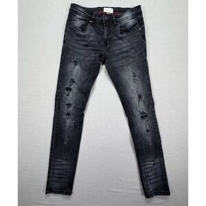 Arketype Skinny‎ Jeans Mens 30/32 Good Black Distressed Ripped Faded Denim